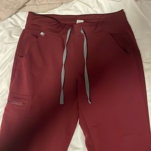 Maroon fig scrub joggers